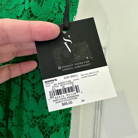 NWT simply Vera Wang midi lace dress size small emerald green - Picture 4 of 8